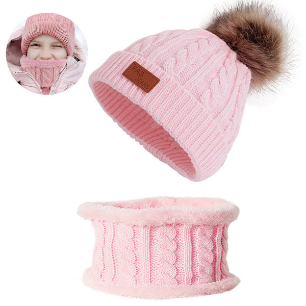 Barnhatt och Halsduk Set - Rosa Set