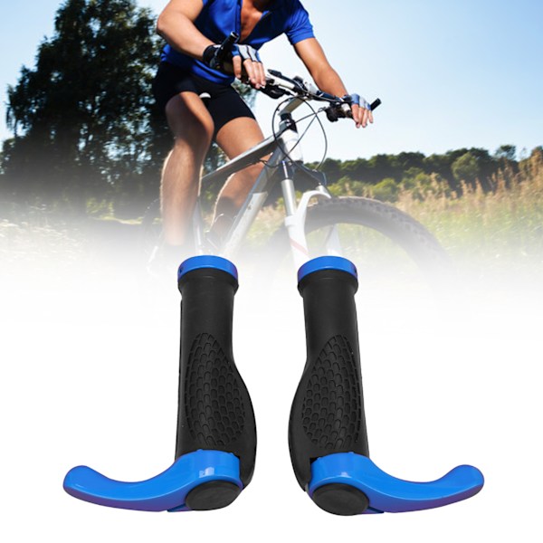 2PCS Bicycle Handlebar Grip Rubber Ox Horn Handlebar Cover for Mountain BikesBlue