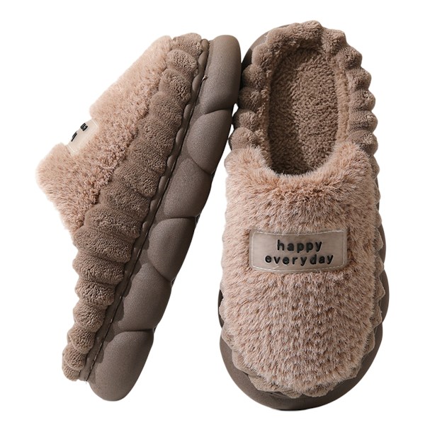 Fuzzy Flip Flop Topp-Tøfler for Kvinner - Mote Bomulls Tøfler - Koselige, Komfortable, Plysj, Varme Fôrede Hjemmesko - Lett Retro Myke Slip-on Sko