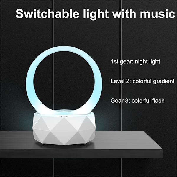 Kannettava langaton Bluetooth-kaiutin LED-valoilla, Bluetooth 5.0, LED-valotiloja älypuhelimille, tietokoneille ja muille Bluetooth-laitteille White