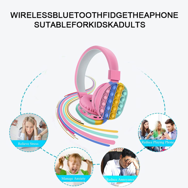 Bluetooth On-Ear-hodetelefoner med popbobler, silikonpush og