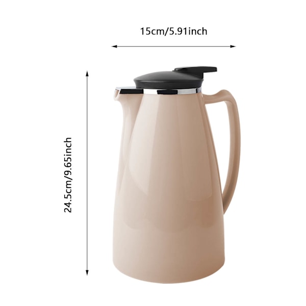 2000ml Stainless Steel Thermal Insulated Vacuum Coffee Carafe Milk Pot (Khaki)