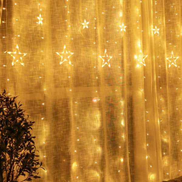 12 stjerner 138-LED-lys - Fjernkontroll Star Curtain Fairy