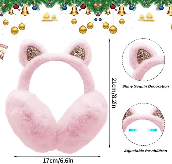 Varma Öronmuffar - Ø 13cm Mjuka - Vikbara - Rosa - Fleece Öronmuffar