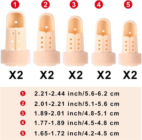 10-delt hammersformet fingerskinne - 5 størrelser (beige)