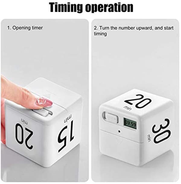 ING Multifunktionstimer med tyngdekraftssensor, let at bære, Pomodoro-timer, letvægt, lydløs betjening, digital timer, ryst