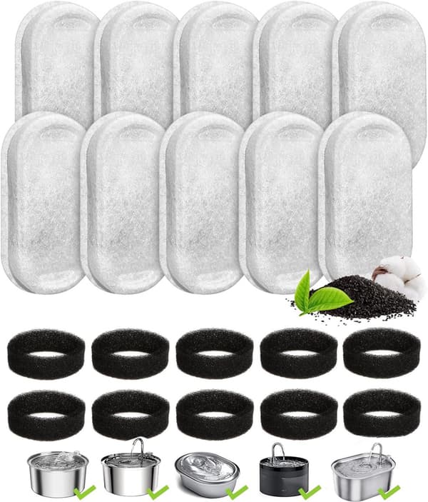 Filter Kattfontän 10+10 Delar Dricksfontänfilter Filter Vattenfontän Kattfilter Dricksfontän Katt Påfyllning Dricksfontänfilter