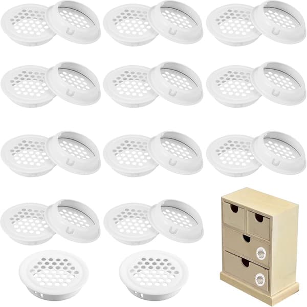 24 Stykker Ventilationsrist 35 mm Rustfrit Stål Luftriste Ventilationsrist Dæksel Ventilationsåbninger Runde Luftriste Ventilationshuller Hvid
