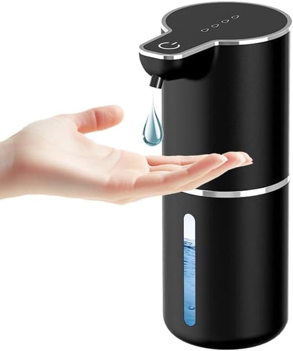 ING Sæbedispenser, Automatisk Sensor Sæbedispenser, Vægmonteret Sæbedispenser 350 ml, 4-Niveauer Justerbar Hvid Flydende Sæbedispenser og, Hvid