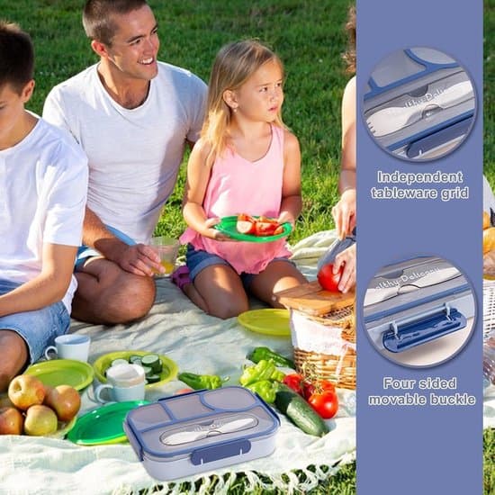 Matboks - Bento-boks med rom - 4 rom - 23,2*17,2*5,1 cm (Blå)