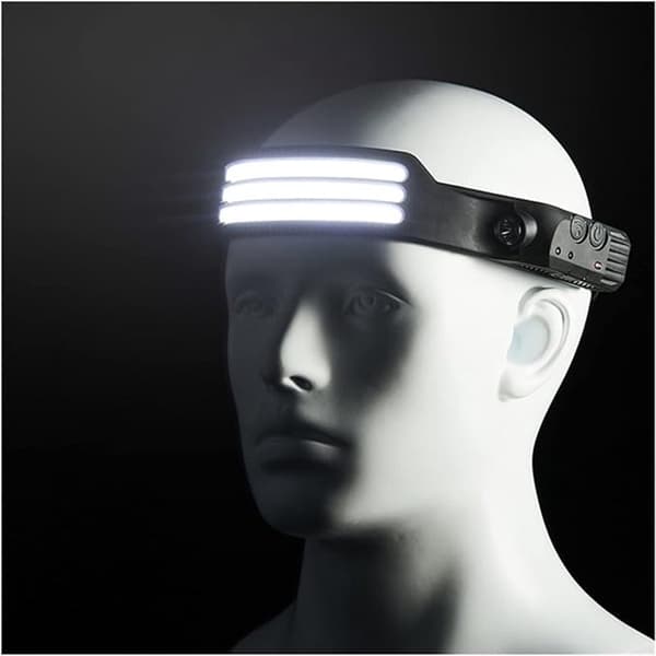 Oppladbar LED-hodelykt Hodelykt Hodelykt Dobbel lyskilde Sensor Hodebåndlys LED-hodelykt Joggehodelykt Arbeidslys På/Av-sensor for svart