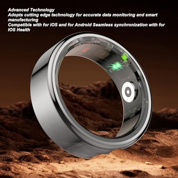 ING Smart Ring Helse Tracker, Bluetooth Fitness Tracker Ring med Søvnmonitor, Skritteller, Video Scrolling, Kamera Fjernkontroll, IP68 Vanntett