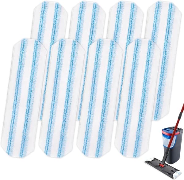 4-pak til Vileda H2Pro fladmoppe til OCedar H2pro fladmoppe til hårde gulve, moppehoveder, mikrofiber moppehoveder, maskinvaskbare genanvendelige moppeklude til