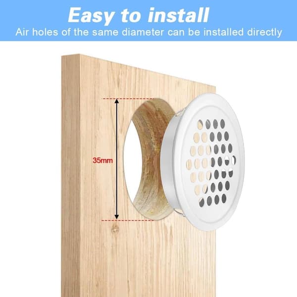 20-pak Ventilationsriste 35 mm Runde Ventilationsriste Rustfrit Stål Ventilationsriste Rustfrit Stål Udstødningsventilationsriste Rundt Net til Hvid