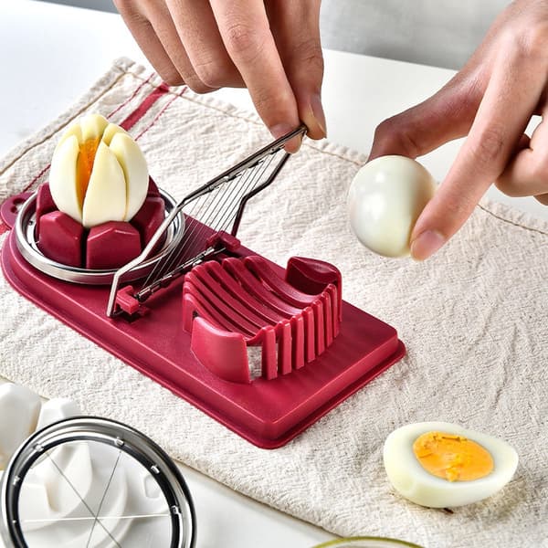 Eggdeler 2 i 1 Multifunksjonell Eggdeler Eggdeler Kombi Rustfritt Stål Holdbar Eggkutter Egg Eggdeler Eggdeler Eggverktøy Oppvaskmaskinsikker