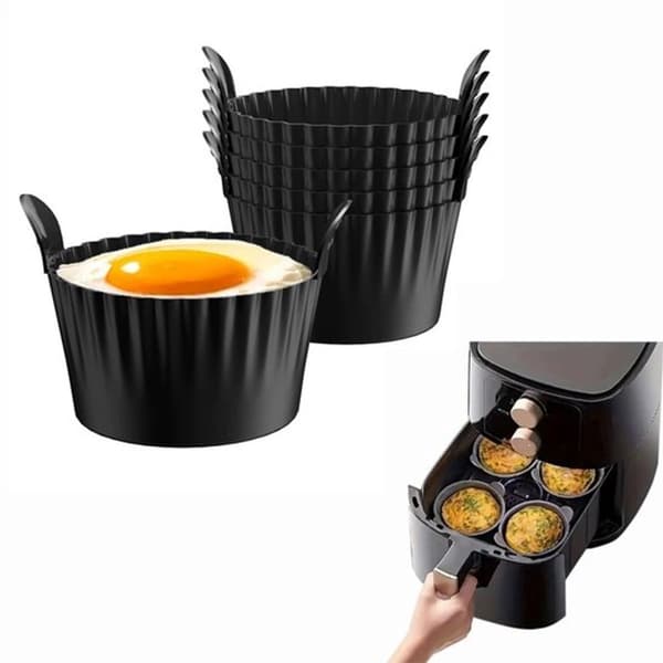 ING 6-delt sæt - Tilbehør til airfryer - Sort - 9*9*5,5 cm