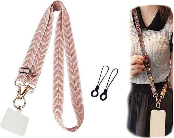 1 stk. (1 slips) Crossbody telefonledning/mobiltelefonstropp (rosa)