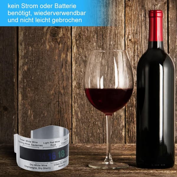 ING Vintermometer, Rostfritt Stål Vin LCD Termometer, Ölflaska, Röda Viner, Armband, Temperatursensor, Vintillbehör