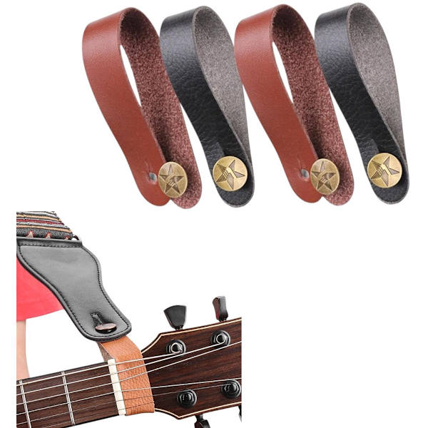 ING 4 Stycken Ukulele Gitarrbandsknappar, Gitarrbandsknappadapter för Gitarr, Ukulele 21cm (Brun + Svart)