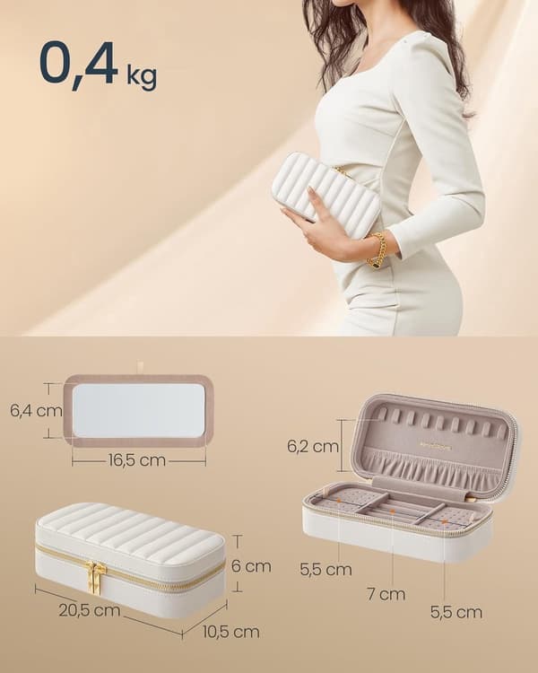 ING Smyckeskrin - med sminkspegel - vit - 20,5*10,5*6 cm