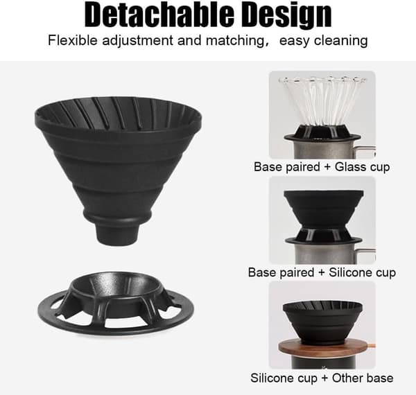 ING Kaffedrypfilter, foldbart silikone kaffefilter, bærbar genanvendelig kaffemaskine, egnet til , , og brug