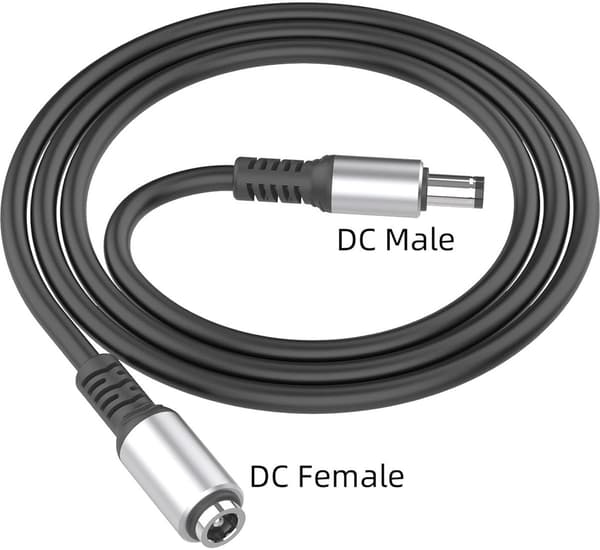 ING 5.5x2.1mm til 5.5x2.1mm pin header-kabel, hun til hann – egnet for CCTV-systemer, sikkerhetskameraer, skjermer, LED-skjermer, etc.