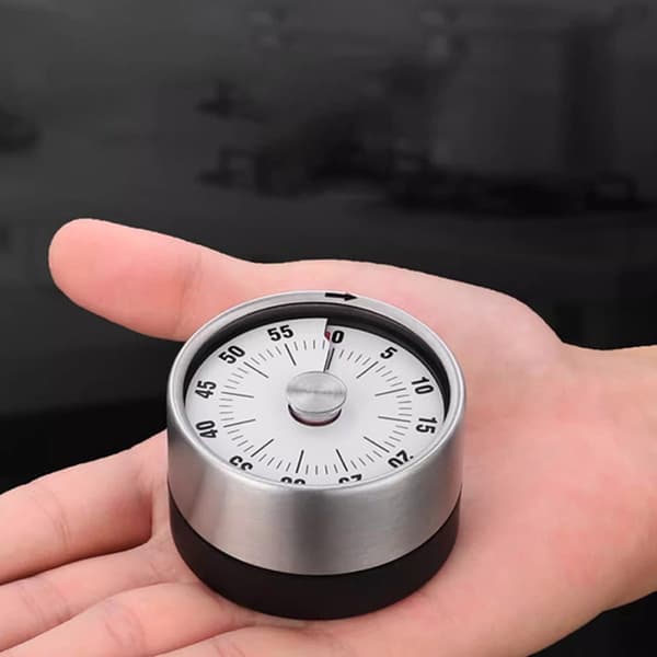 ING Timer, rustfritt stål, visuell timer, mekanisk timer, nedtellingspåminnelse, timer, stoppeklokke, magnetisk, egnet, skole, timere