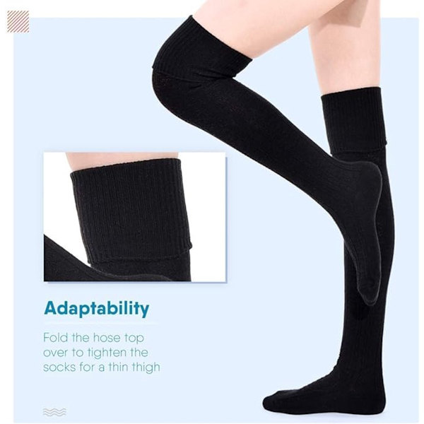 ING Knæstrømper - Over-knee strømper - 100 cm længde - Størrelser 36-40 - Sort