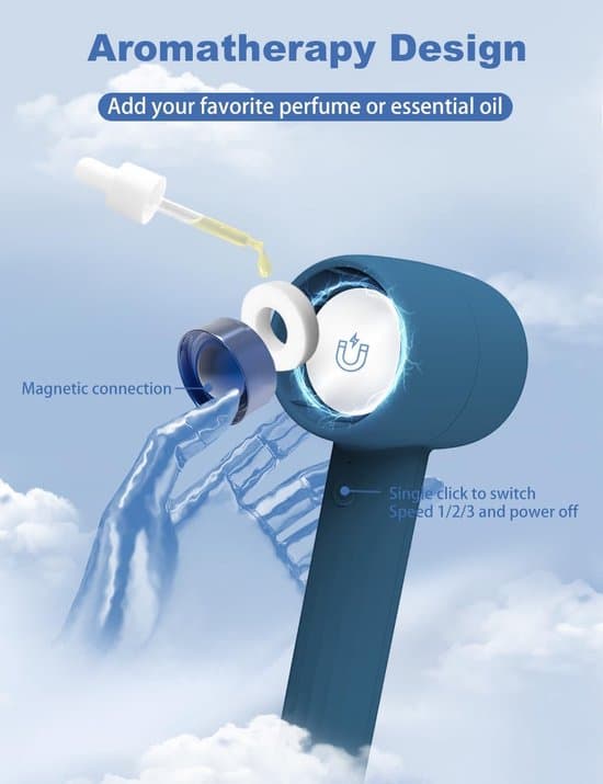 ING Håndholdt Ventilator - Bærbar Ventilator - Mini Ventilator - Genopladelig Håndholdt Ventilator