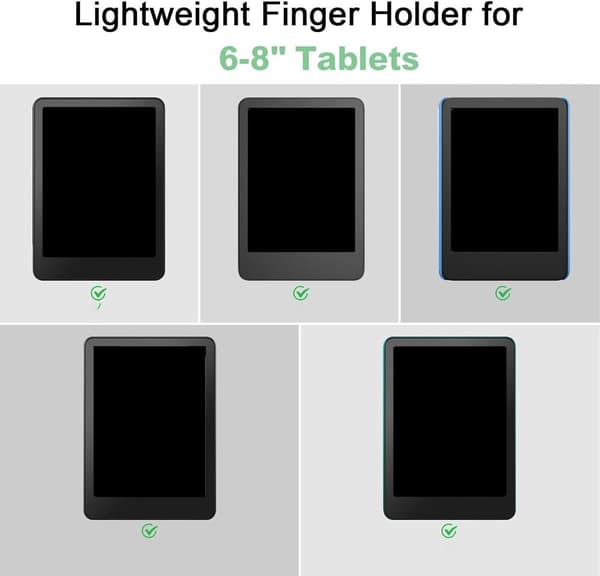 Elastisk skridsikkert bånd/silikonegreb (sort) - kompatibelt med 4-8 tommer e-læsere/tablets - skridsikkert fingerringgreb til mobiltelefoner