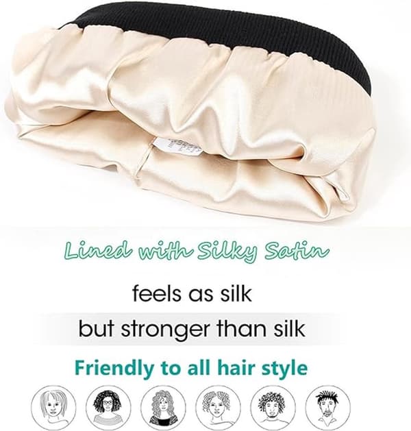 Vinterstrikkelue - Satengfôr - Varm, komfortabel og løstsittende - Unisex (Gul)
