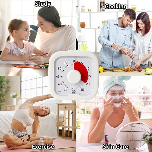 ING Digital Kjøkkentimer med Høy Alarm Roterbar Visuell Nedtellingstimer for Matlaging, Baking, Studier og Trening Hvit Multifunksjonstimer