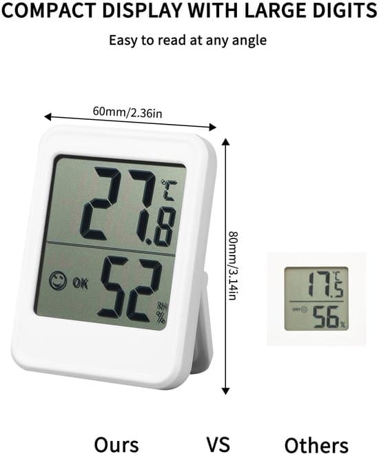 ING Hygrometer - 3-pack - Digital Hygrometer - Ställ eller väggmonterbar - Med smiley-indikator