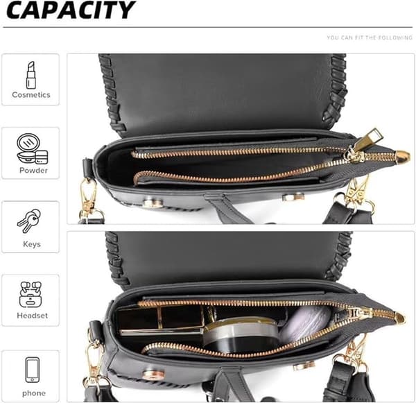 Crossbody taske til kvinder - skuldertaske - sort