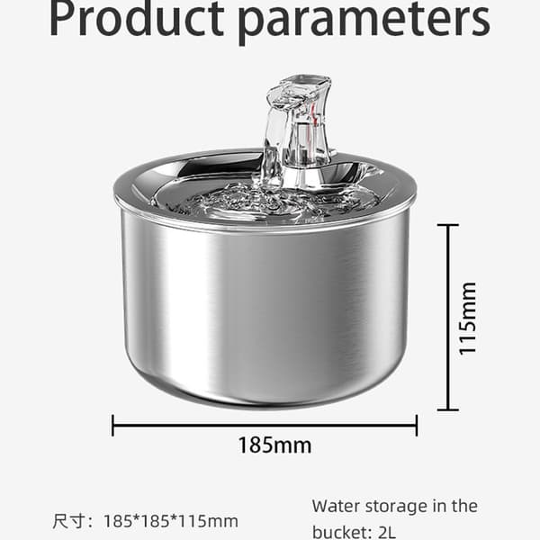 Sensorstyret kattevandfontæne - 2 liter - Infrarød sensor - Rustfrit stål - Automatisk kattevandfontæne