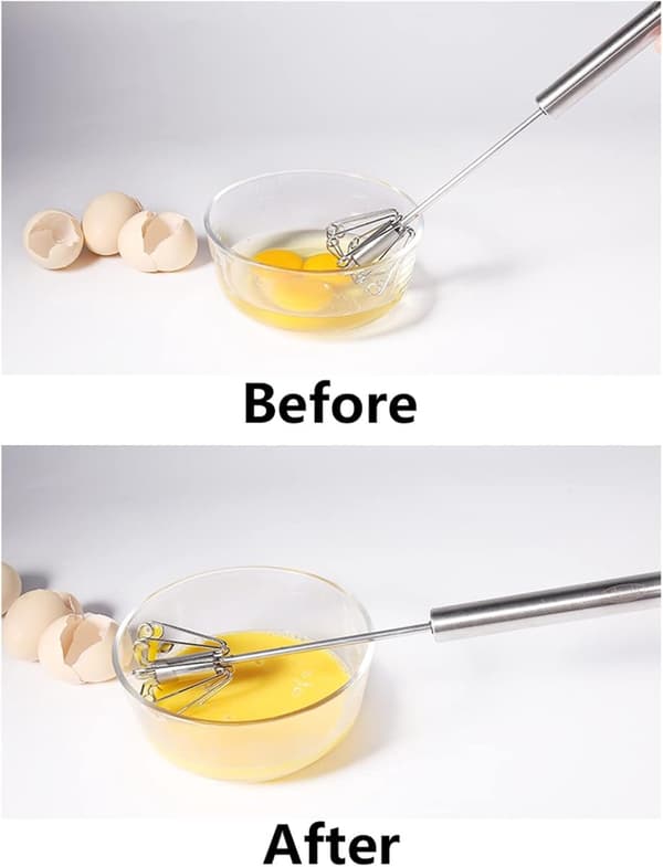Egg Beater Melkeskummer Halvautomatisk Egg Beater Rustfritt Stål Eggvisp Manuell Håndmikser Selvrullende Eggvisper Tilbehør Eggverktøy Baking