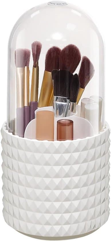 ING Roterbar makeup opbevaringspose med låg, inkluderer børsteholder.