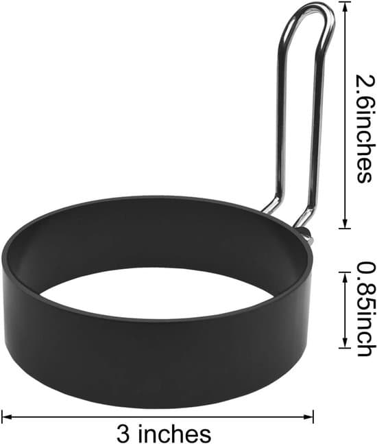 ING Rund Eggform - Rustfritt stål Non-stick Eggform - Perfekte Runde Egg og Pannekaker med Metallhåndtak - 4-Dels Sett