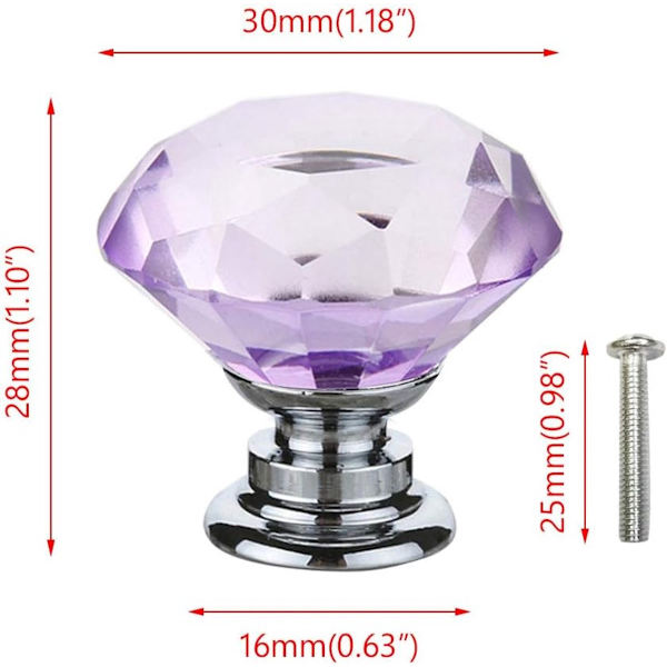 8 runde skabsknapper - 30 mm diameter - skabsgreb - møbelgreb - (blå)