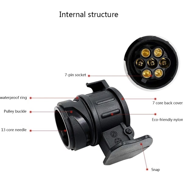 Tilhengeradapterplugger - 2 stk - Svart - Universalplugg - 12V