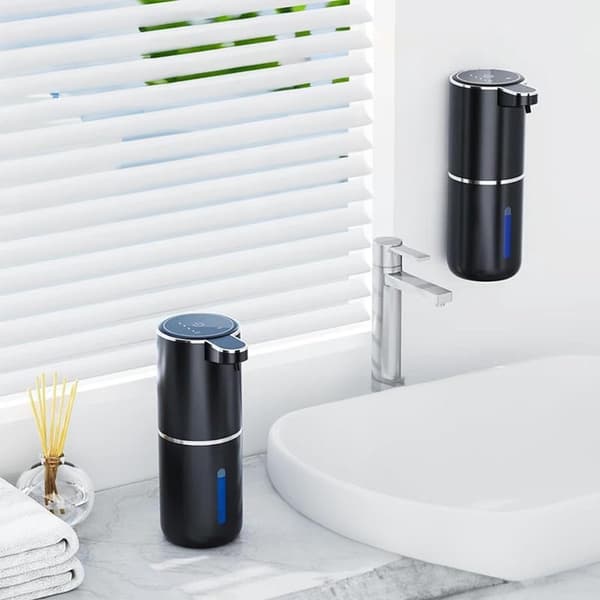 ING Sæbedispenser, Automatisk Sensor Sæbedispenser, Vægmonteret Sæbedispenser 350 ml, 4-Niveauer Justerbar Hvid Flydende Sæbedispenser og, Hvid