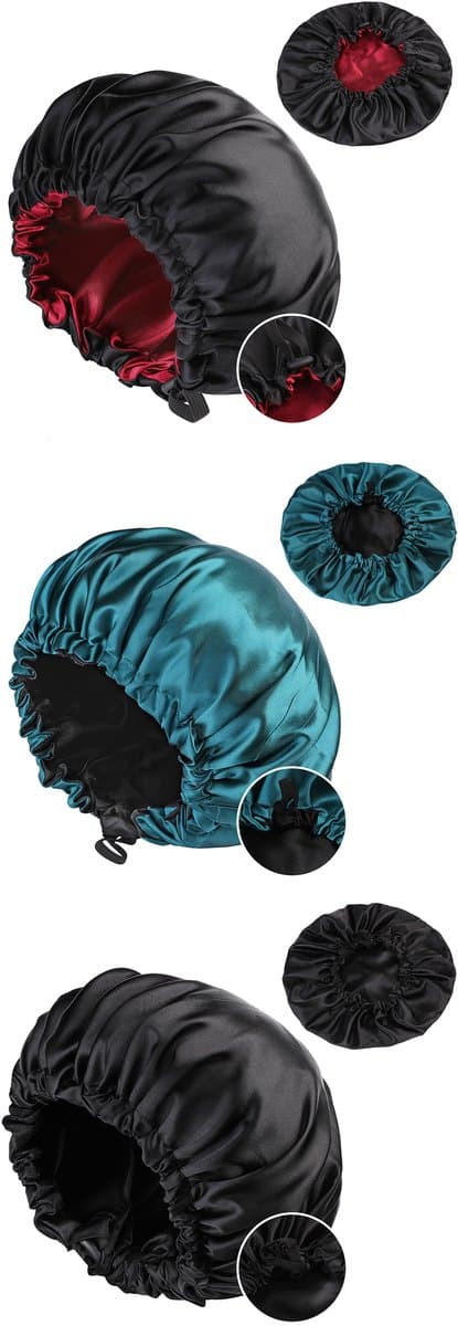 To-delt sæt - Satin nattehue - Nattehue - Sort