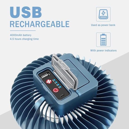 ING LED Campinglykt - Med Vifte - USB Oppladbar - Campingvifte med Lys