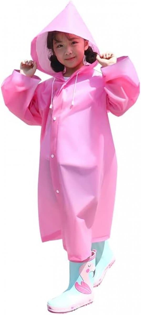 ING Barne Regnfrakk - Rosa - Hette EVA Regnfrakk - 100-140cm
