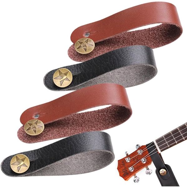 ING 4 Stycken Ukulele Gitarrbandsknappar, Gitarrbandsknappadapter för Gitarr, Ukulele 21cm (Brun + Svart)