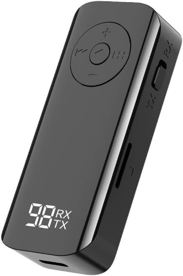 Bluetooth-senderkobling Bluetooth-adapter 2-i-1 Bluetooth 5.3-sender og mottakerkobling 3,5 mm med skjerm og reversklipsdesign