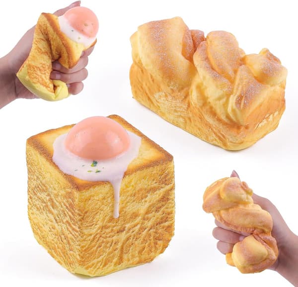 2-delt brød Squishies-sett – Duftende sakte sprettskum – Stressreduserende fidget-leke for barn/tenåringer/voksne