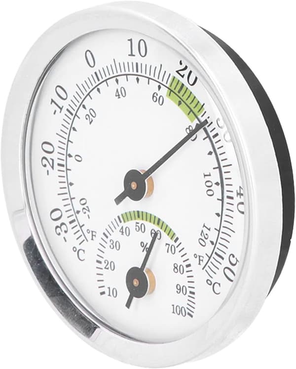 ING Fire-delt og termometer og hygrometer batterifri 58 mm præcision til klimamonitorering i haven, drivhuset og bilen