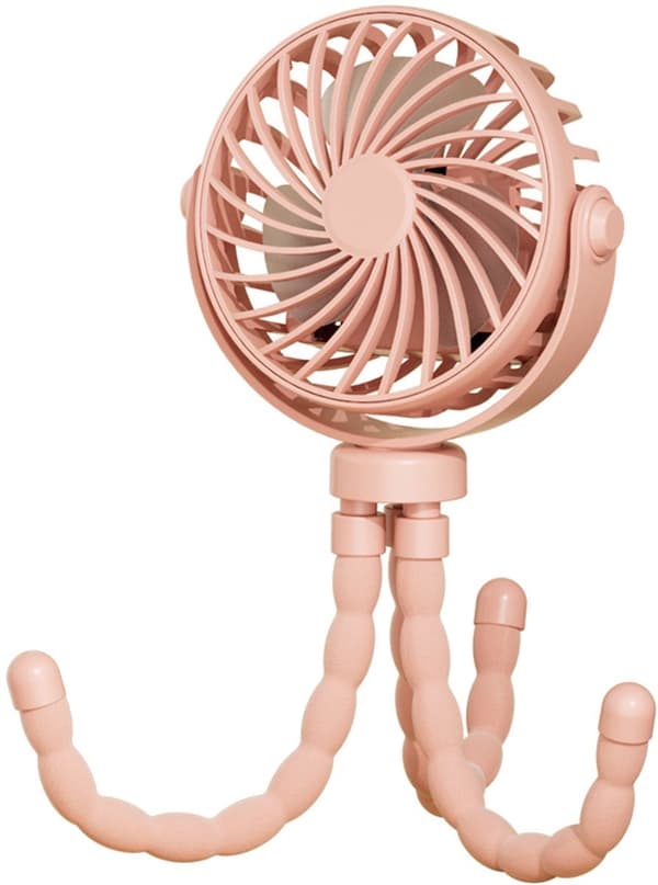 ING Mini bærbar klapvognsventilator - aftagelig, 360° roterende - pink