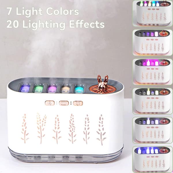 5-dyse kjølig tåke luftfukter med musikksensor og 20-fargers LED-lys diffuser 700ml eterisk olje diffuser automatisk avstengningsfunksjon